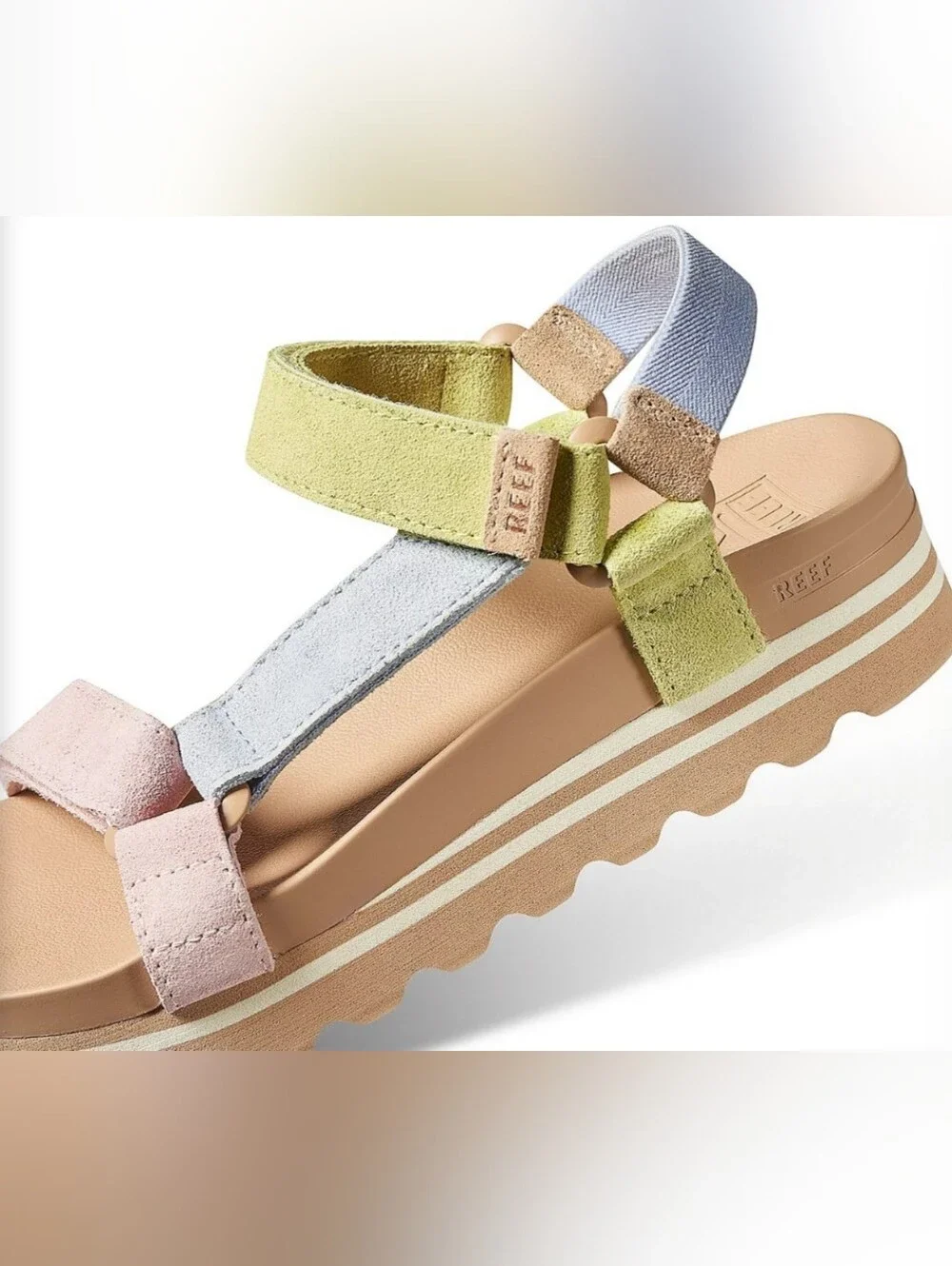 NEW! REEF Platform Sport Sandals in Pastel Mult sz 7 NWT